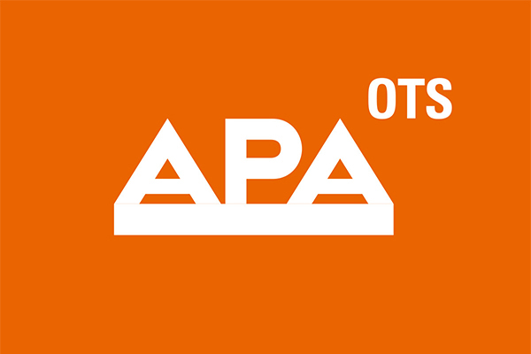 APA-OTS-Logo. Oranges Feld, weißer Schriftzug. Groß und unterstrichen: "APA" dazu klein und hochgestellt: "OTS"