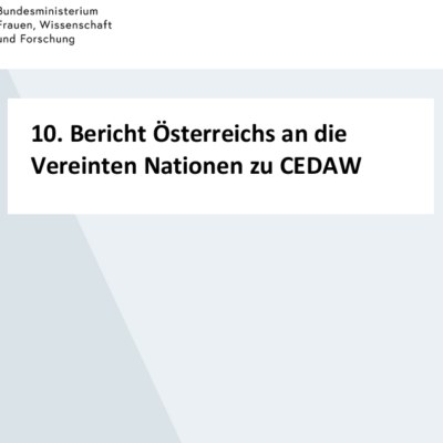 Screenshot des Titelblatts: "Bundesministerium Frauen, Wissenschaft und Forschung. 10. Bericht Österreichs an die Vereinten Nationen zu CEDAW"